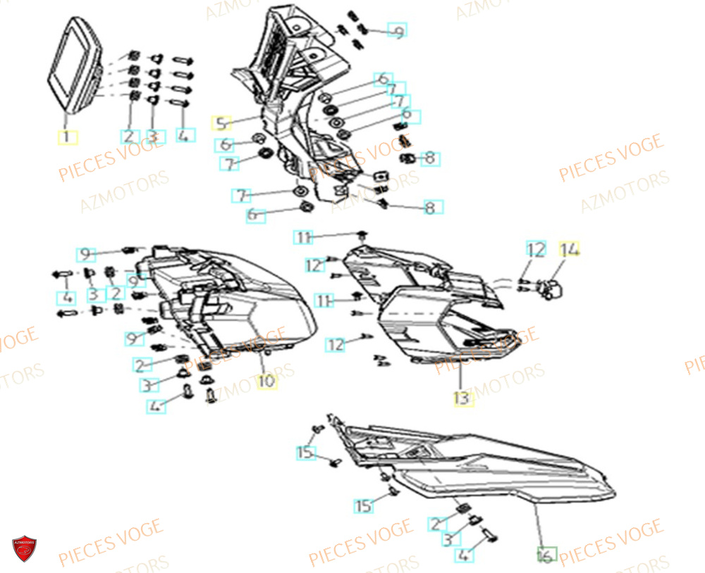 Carenage Avant Superieur AZMOTORS Pièces VOGE 900 DS/X EU V