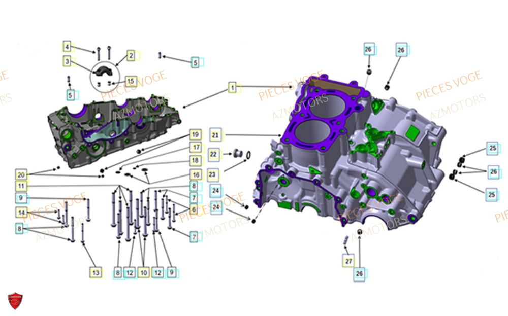Carter Moteur AZMOTORS Pièces VOGE 900 DS/X EU V