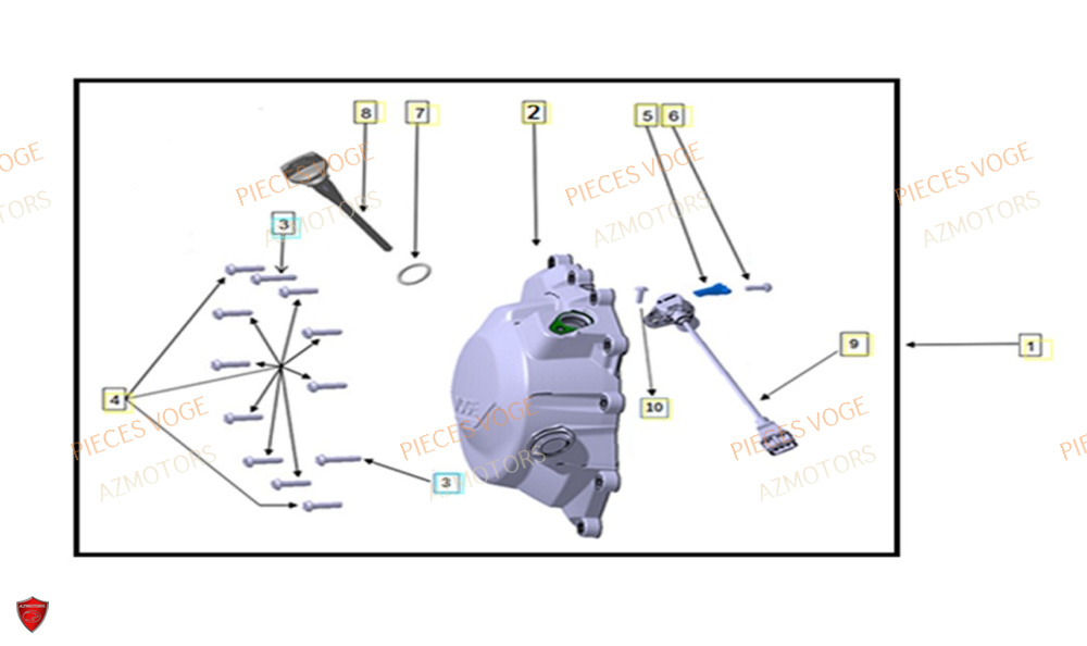 Couvre Carter Gauche AZMOTORS Pièces VOGE 900 DS/X EU V