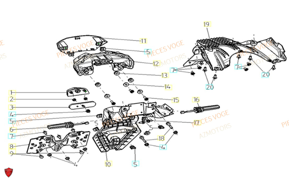 Garde Boue Arriere AZMOTORS Pièces VOGE 900 DS/X EU V