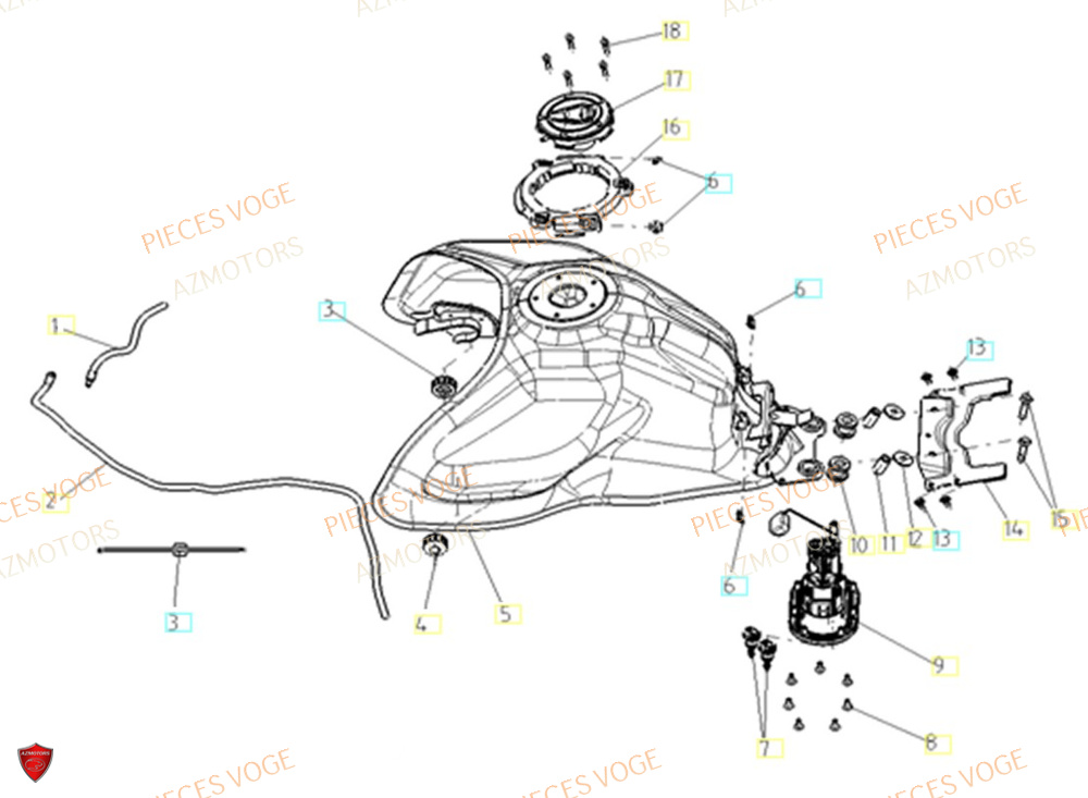 Reservoir AZMOTORS Pièces VOGE 900 DS/X EU V