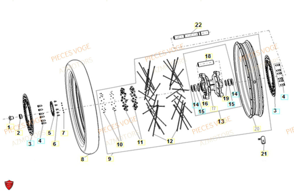 Roue Avant AZMOTORS Pièces VOGE 900 DS/X EU V