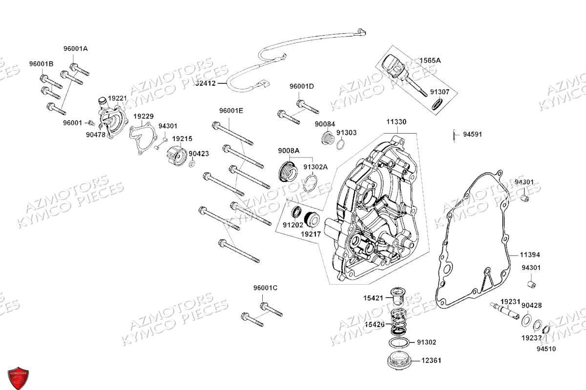 Carter Droit Pompe A Eau KYMCO Pièces DTX 125I ABS EURO 5 (SK25SC)
