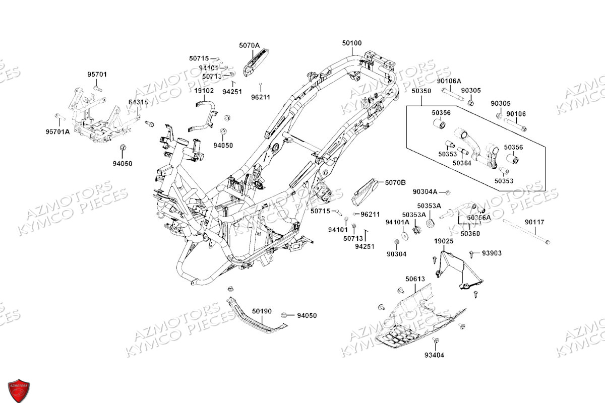 Chassis KYMCO Pièces DTX 125I ABS EURO 5 (SK25SC)