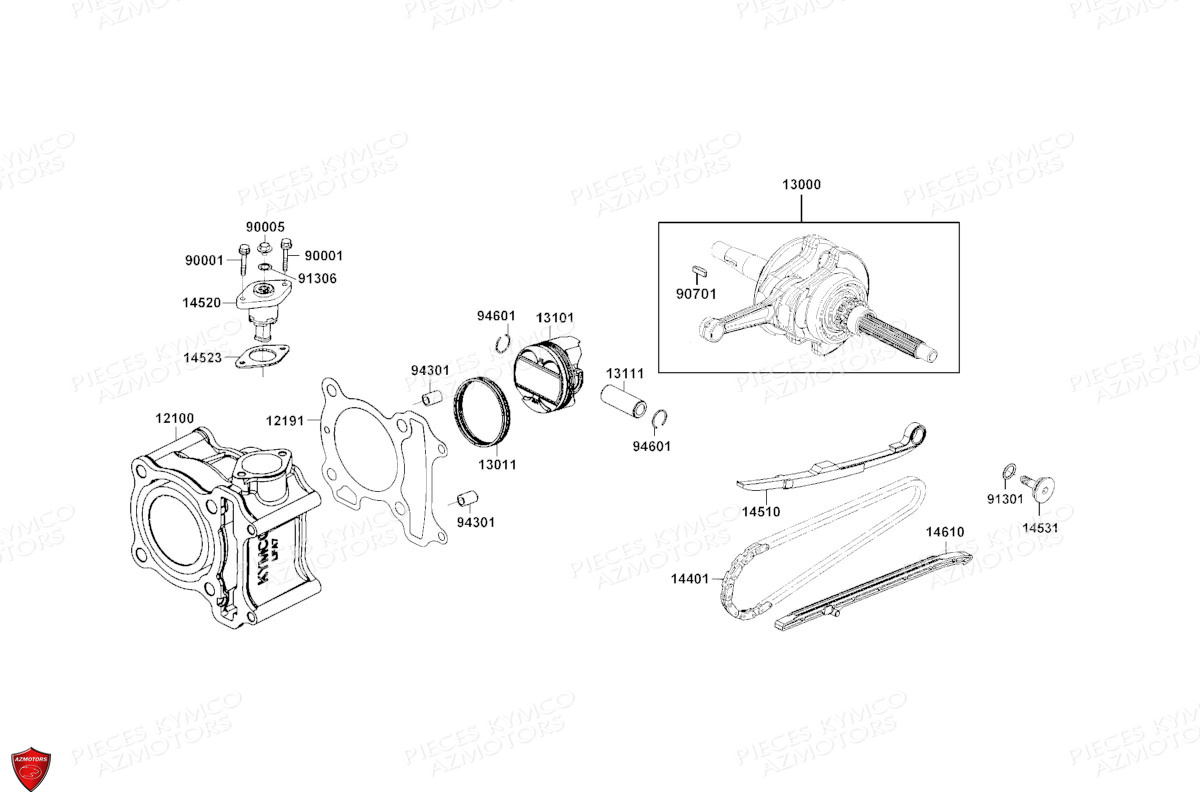 CYLINDRE_PISTON KYMCO Pièces Scooter KYMCO DT 125I X360 ABS EURO 5 (SK25SC)