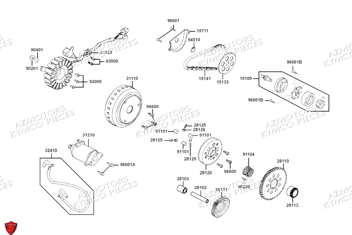 Demarreur Allumage KYMCO Pièces DTX 125I ABS EURO 5 (SK25SC)