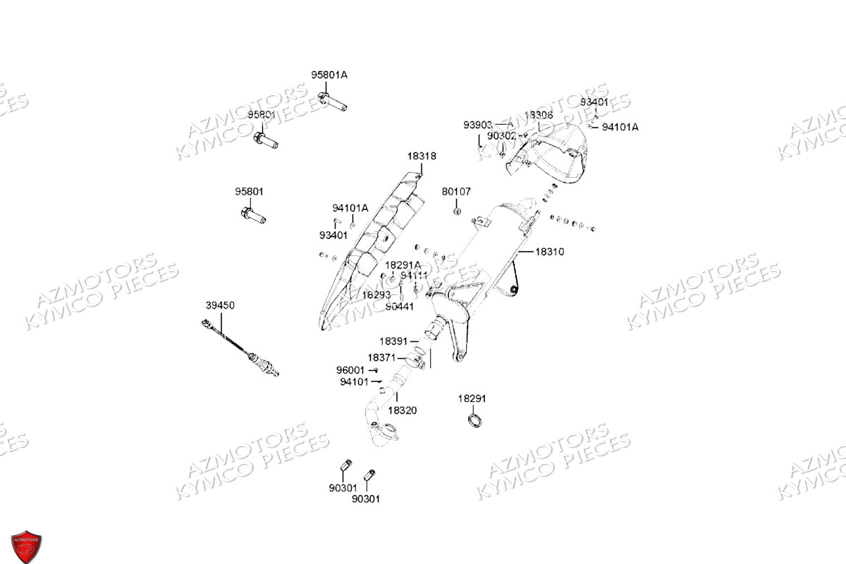 Echappement KYMCO Pièces DTX 125I ABS EURO 5 (SK25SC)