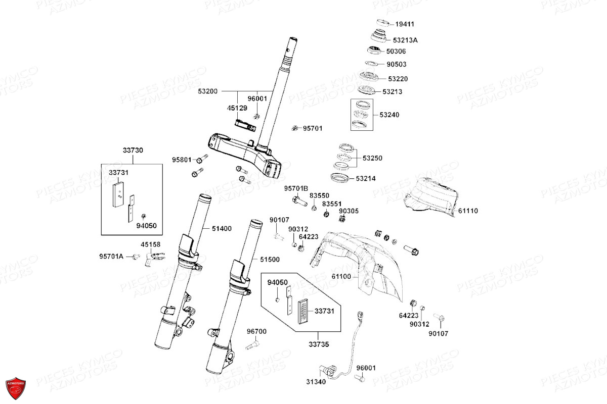 FOURCHE-GARDE BOUE AVANT pour DTX 125 ABS EURO5