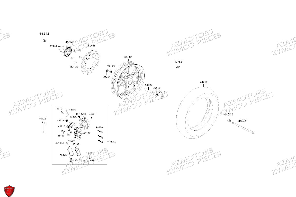Roue Avant KYMCO Pièces DTX 125I ABS EURO 5 (SK25SC)