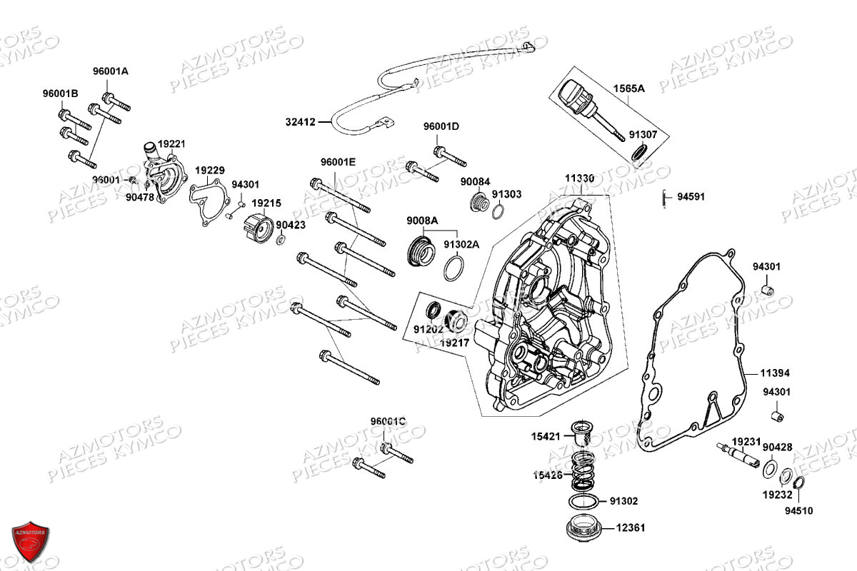 Carter Droit Pompe A Eau KYMCO Pièces DTX 125I CBS EURO5 (SK25SF)