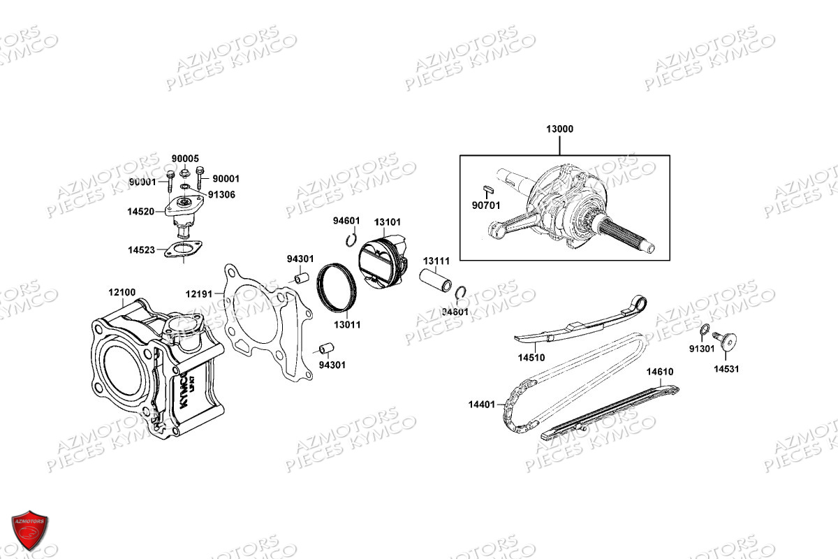 Cylindre Piston KYMCO Pièces DTX 125I CBS EURO5 (SK25SF)