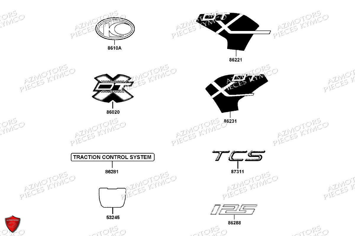 Decors KYMCO Pièces DTX 125I CBS EURO5 (SK25SF)