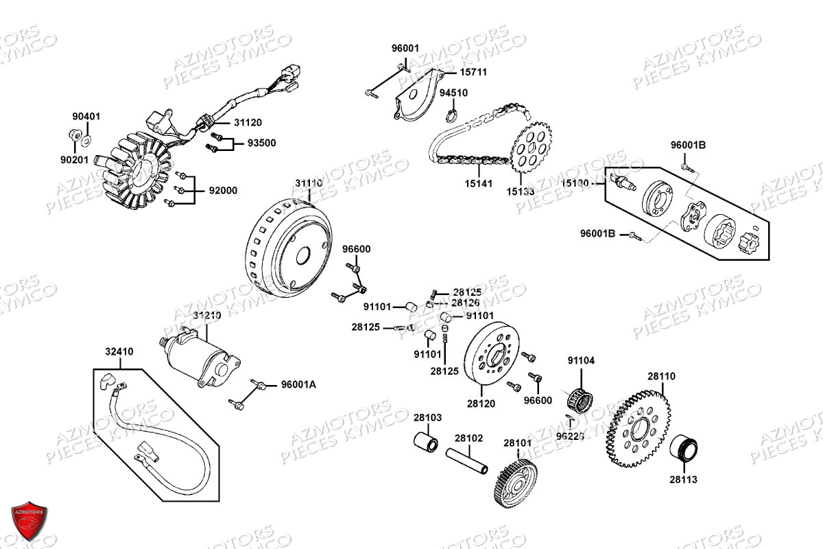 Demarreur Allumage KYMCO Pièces DTX 125I CBS EURO5 (SK25SF)