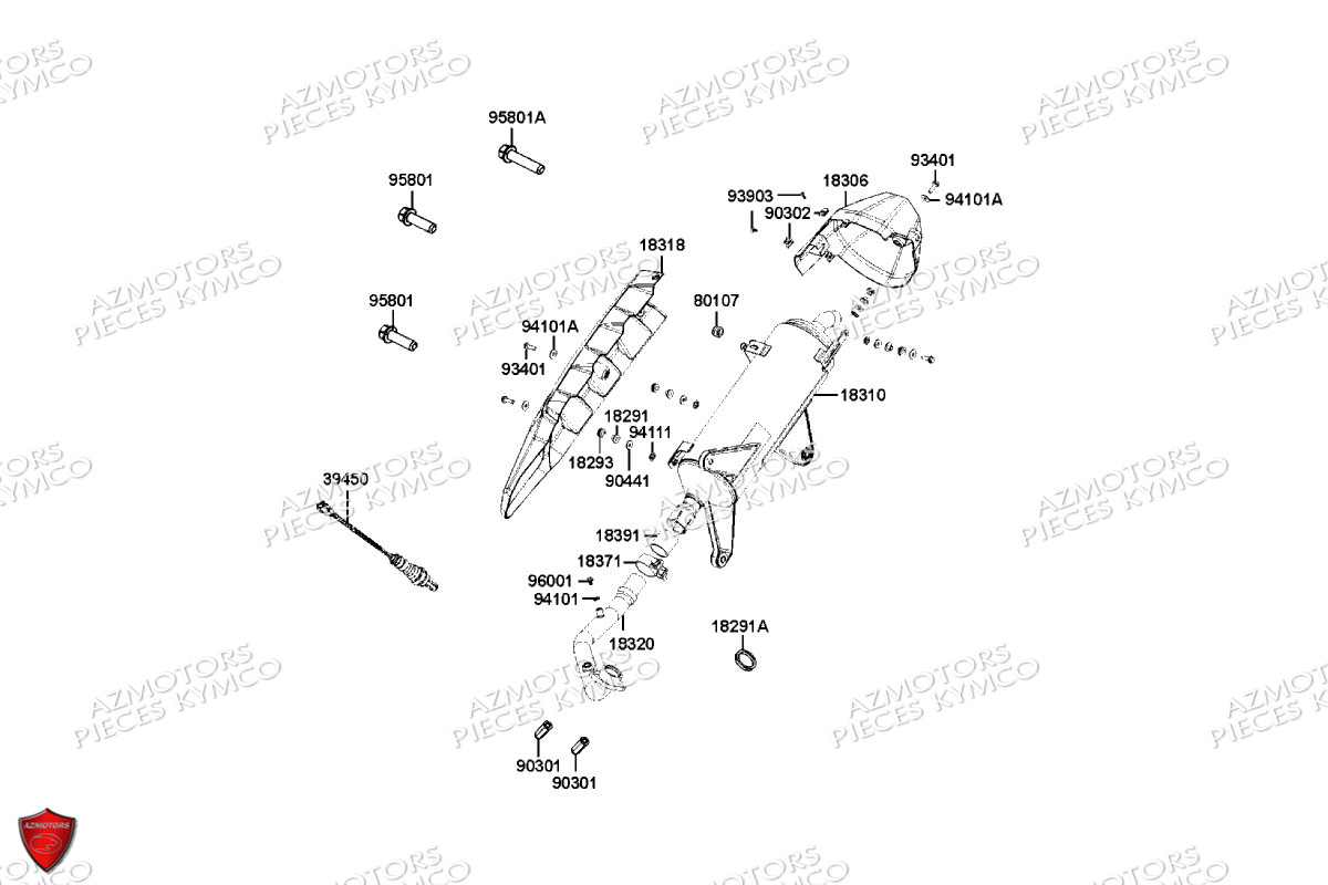 Echappement KYMCO Pièces DTX 125I CBS EURO5 (SK25SF)