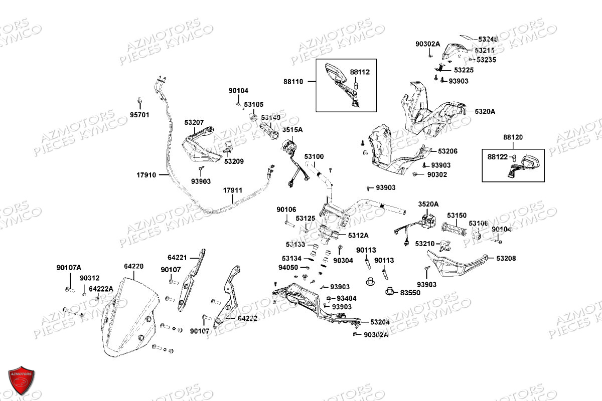 Guidon Retroviseurs KYMCO Pièces DTX 125I CBS EURO5 (SK25SF)
