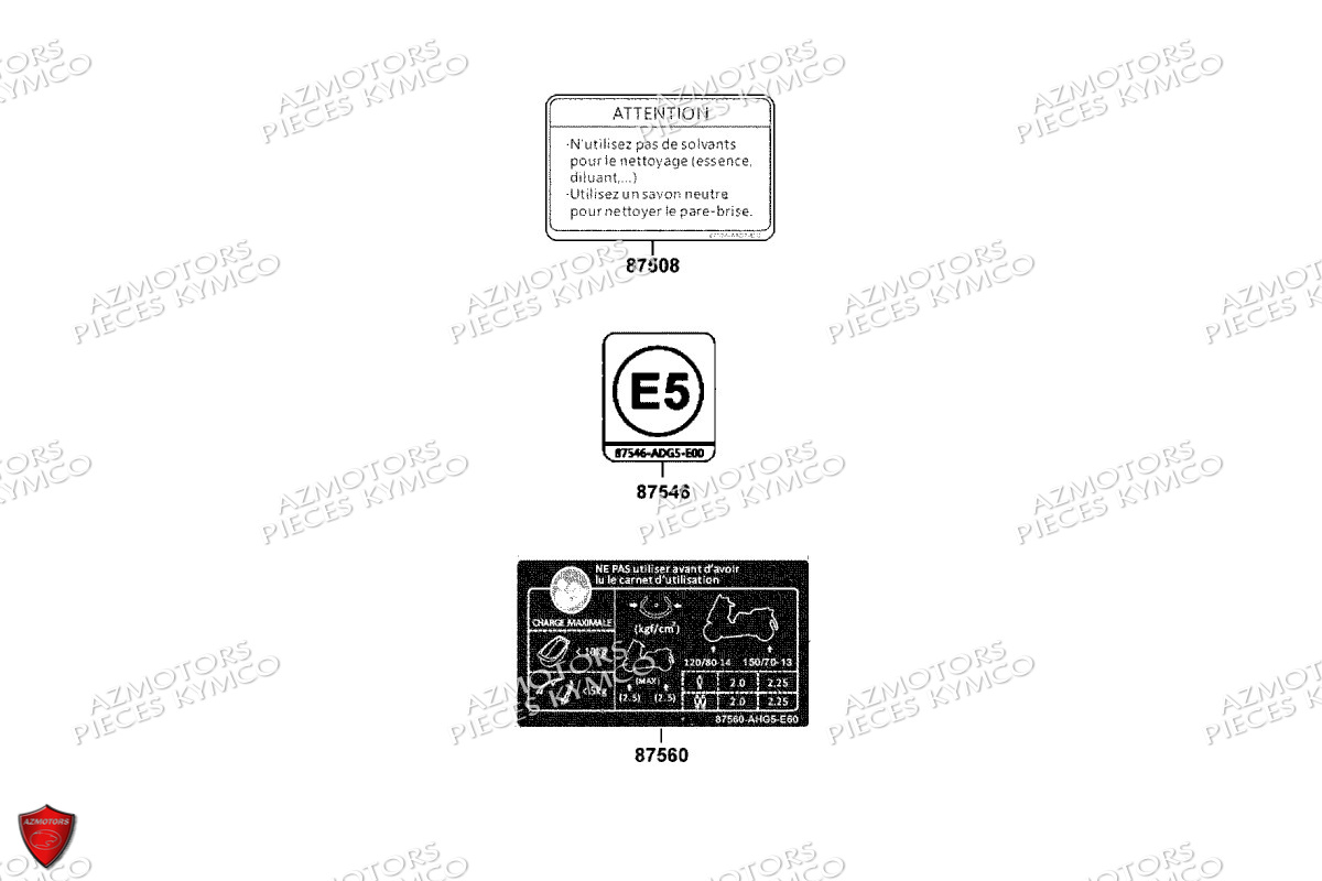 Label De Securite KYMCO Pièces DTX 125I CBS EURO5 (SK25SF)