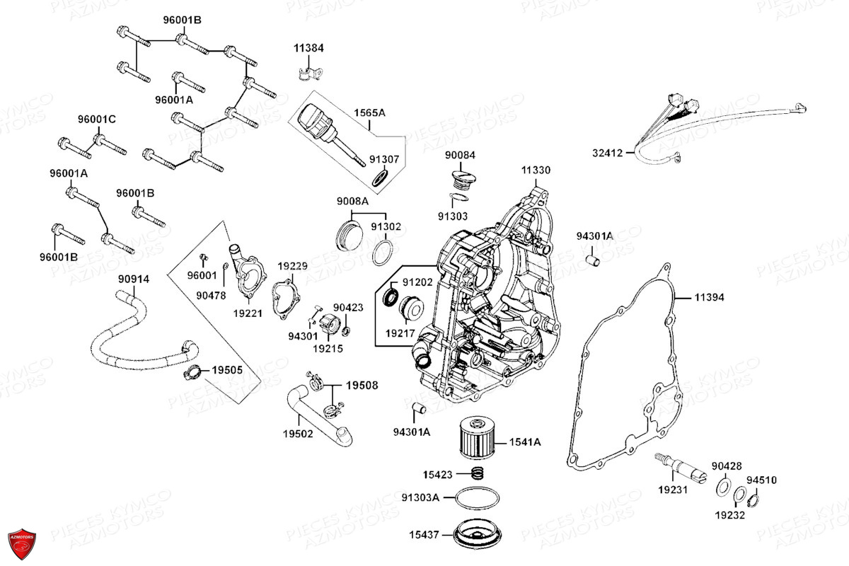 CARTER DROIT-POMPE A EAU pour DTX 350 ABS EURO5