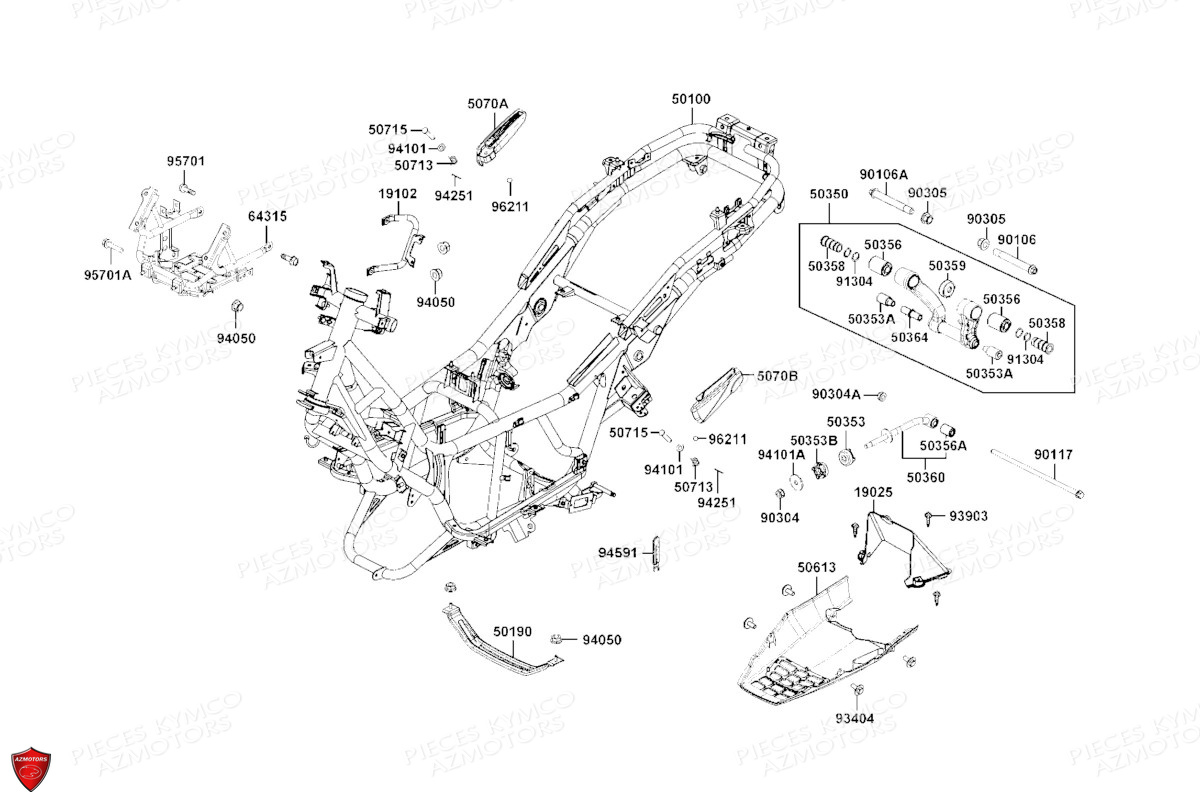 Chassis KYMCO Pièces DT X360 350I ABS EURO 5 (SK64DB)