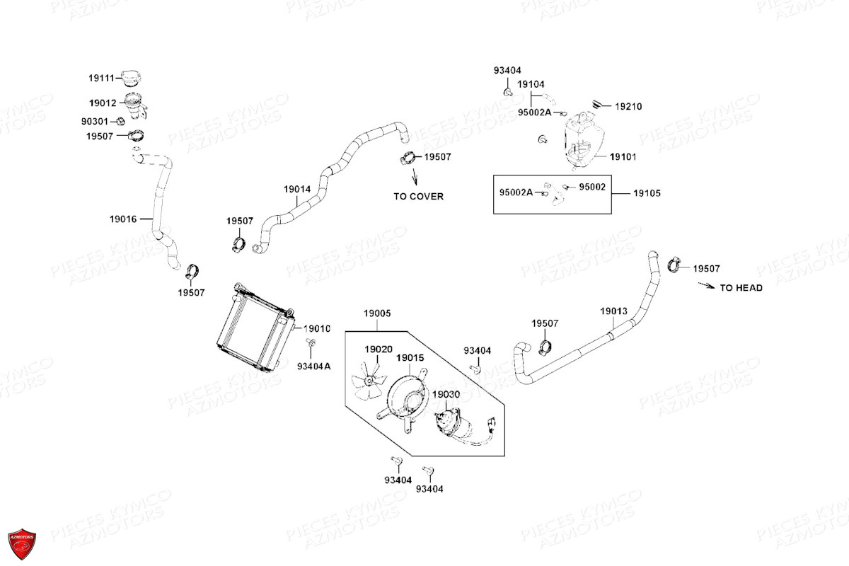 REFROIDISSEMENT KYMCO Pièces Scooter KYMCO DTX 360 350I ABS EURO 5 (SK64DB)