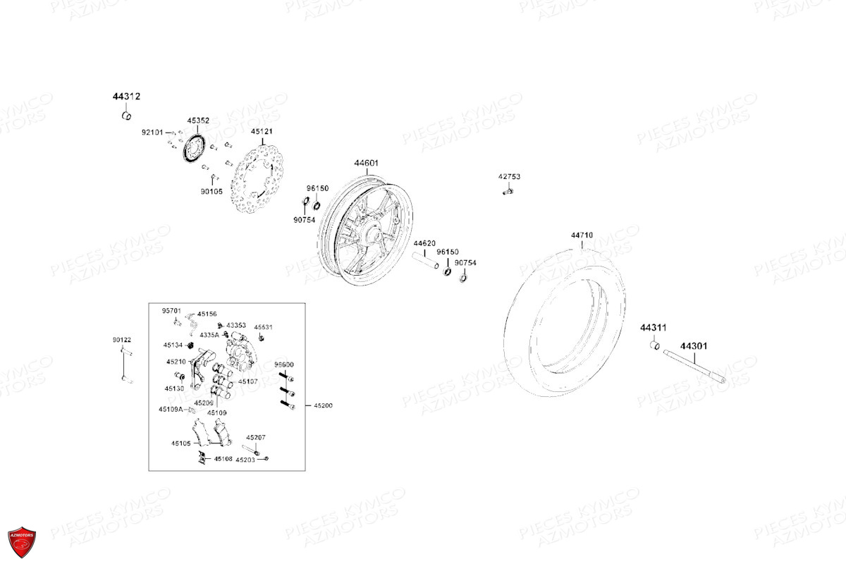 Roue Avant KYMCO Pièces DT X360 350I ABS EURO 5 (SK64DB)