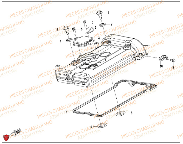 Couvre Culasse CHANGJIANG Pieces SIDE-CAR CHANGJIANG CJ 650 DYNASTY EURO4
