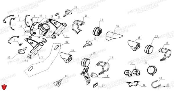 FIXATION EN U CJ 650 CHANGJIANG pour PHARE CLIGNOTANT FEUX de DYNASTY CJ 650