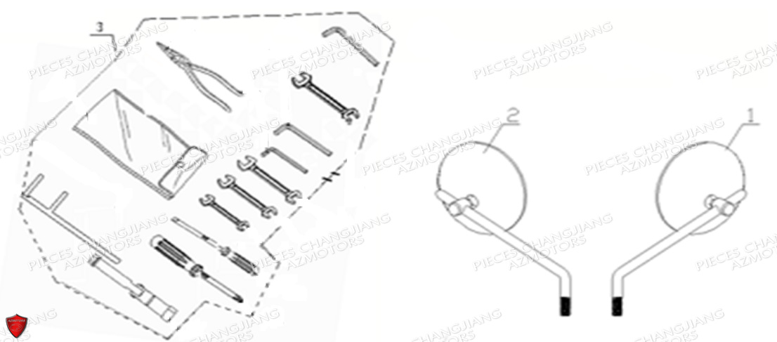 RETROS ET TROUSSE OUTILS pour DYNASTY CJ 650 E5
