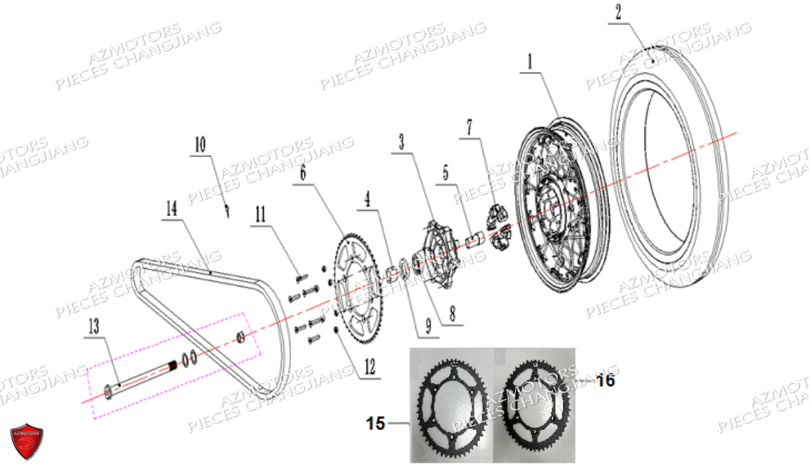 ROUE ARRIERE CHANGJIANG DYNASTY CJ 650 E5