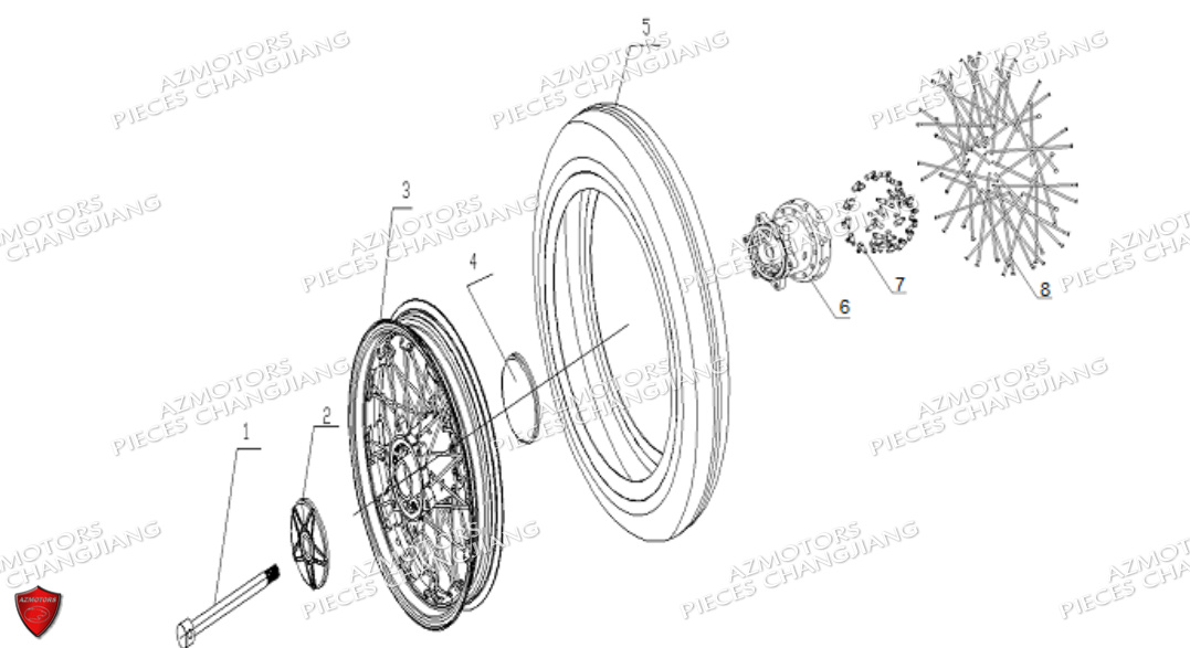 Roue Avant CHANGJIANG Pieces SIDE-CAR CHANGJIANG CJ 650 DYNASTY EURO5