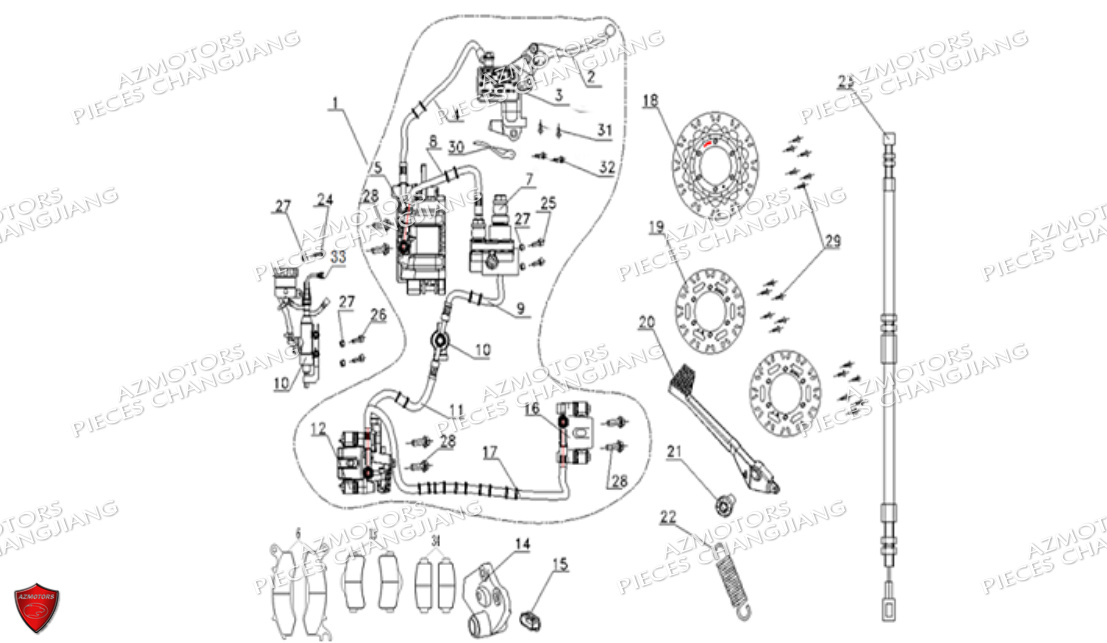 Systeme De Frein CHANGJIANG Pieces SIDE-CAR CHANGJIANG CJ 650 DYNASTY EURO5