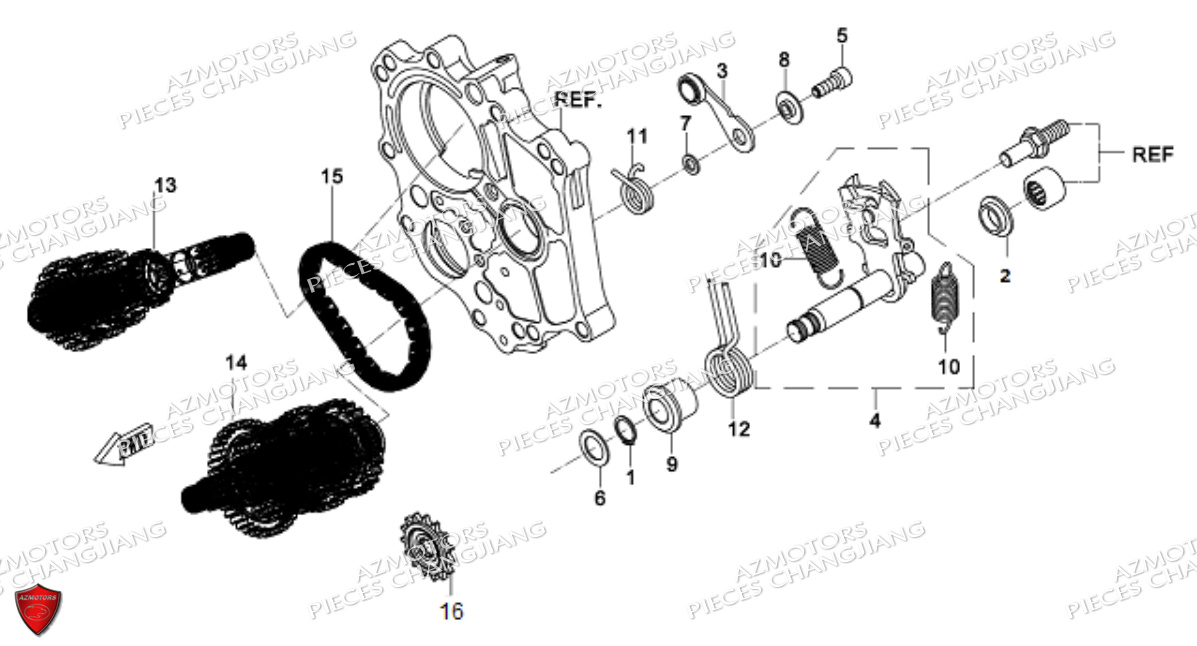 Transmission CHANGJIANG Pieces SIDE-CAR CHANGJIANG CJ 650 DYNASTY EURO5