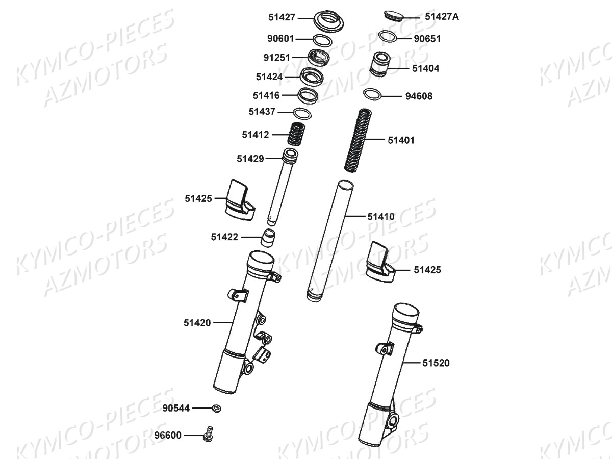 BATONS DE FOURCHE DETAIL KYMCO Downtown 125i ABS