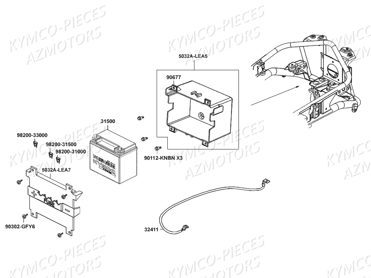 BATTERIE YTX9-BS YUASA (ORIGINE) KYMCO pour BATTERIE de Downtown 125i ABS