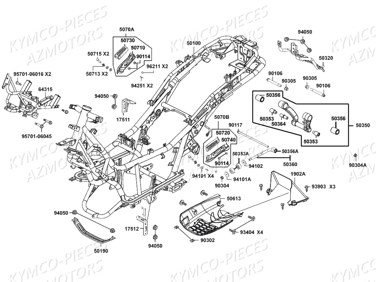 Chassis KYMCO Pièces DOWNTOWN 125I ABS EURO3 (SK25CB)