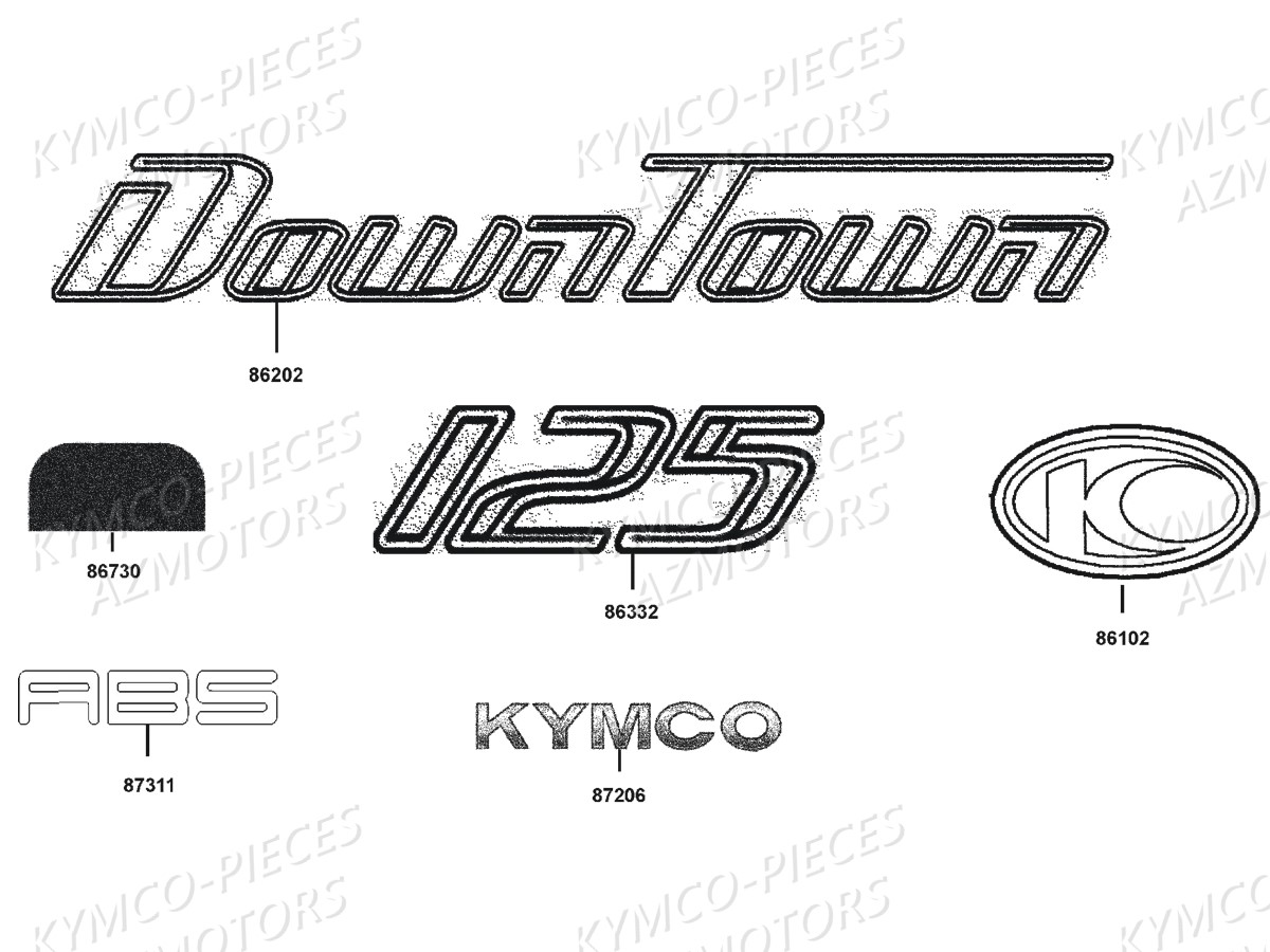 Decors KYMCO Pièces DOWNTOWN 125I ABS EURO3 (SK25CB)