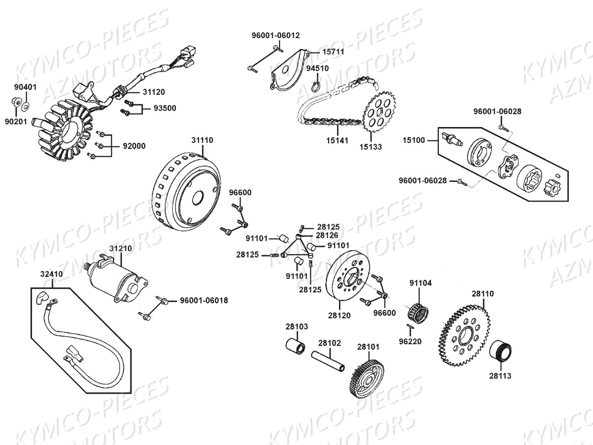 Demarreur   Allumage KYMCO Pièces DOWNTOWN 125I ABS EURO3 (SK25CB)