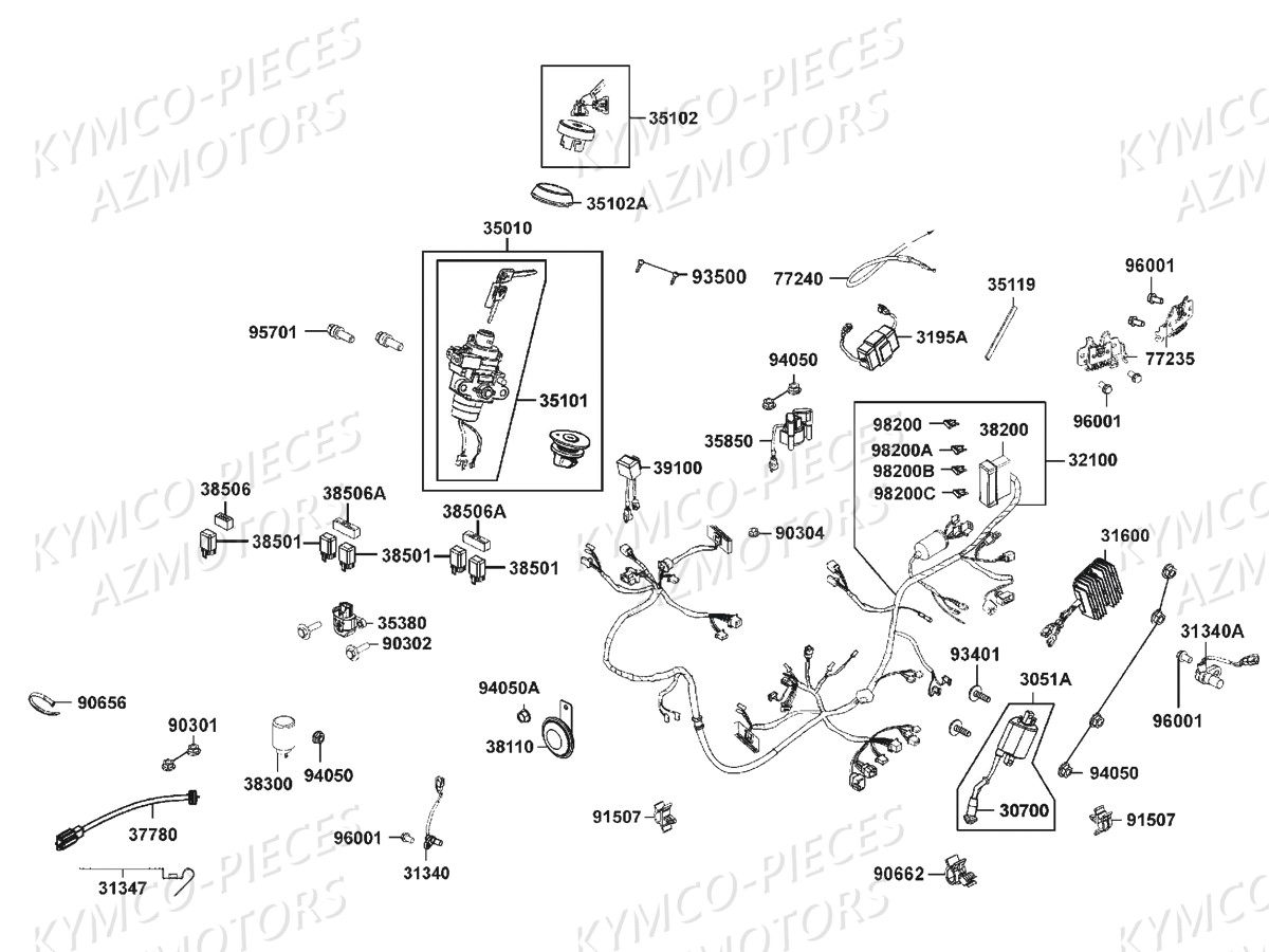 Equipement Electrique KYMCO Pièces DOWNTOWN 125I ABS EURO3 (SK25CB)