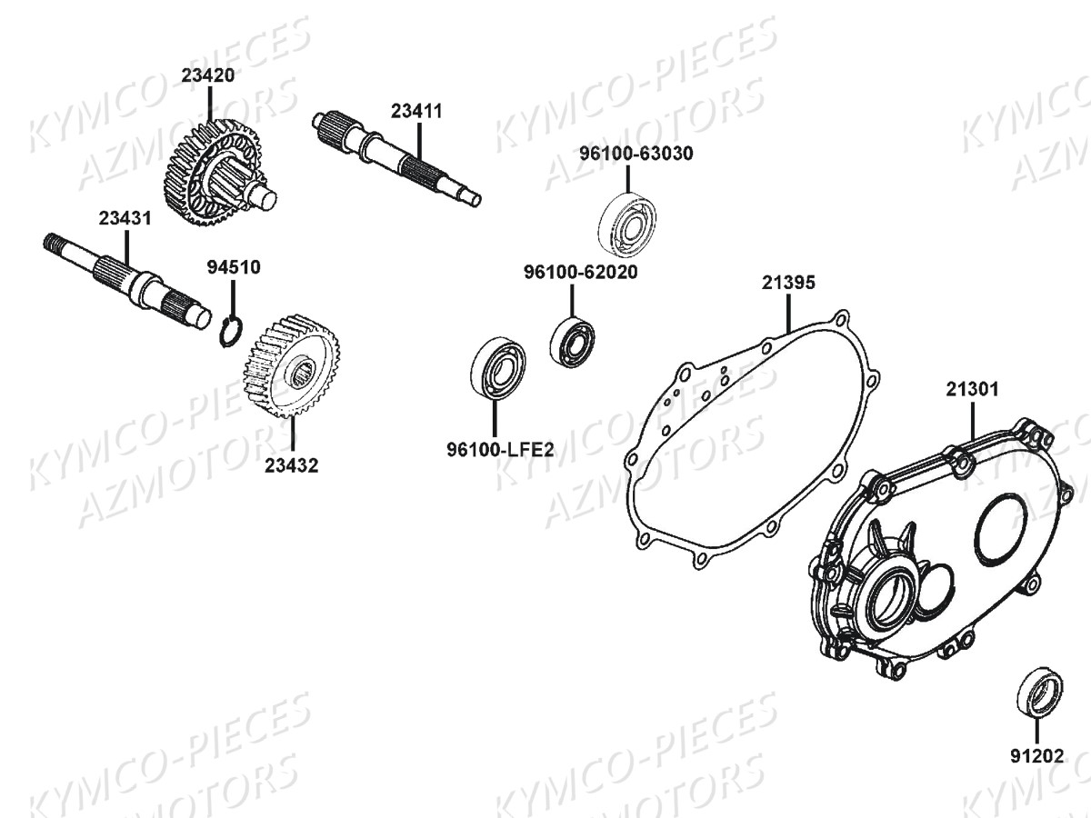Transmission KYMCO Pièces DOWNTOWN 125I ABS EURO3 (SK25CB)