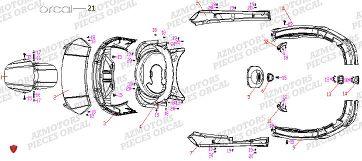 Carenages ORCAL Pieces Orcal scooter ECOOTER E2 CARGO 4KW