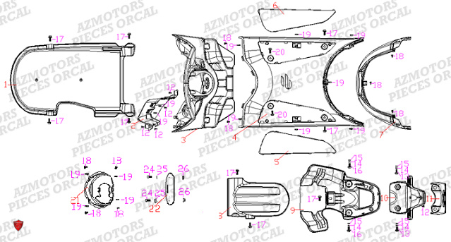 Carrosserie ORCAL Pieces Orcal scooter ECOOTER E2 MAX 4KW