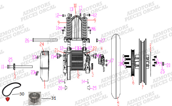 MOTEUR ET TRAIN ARRIERE ORCAL E COOTER E2 MAX 4KW