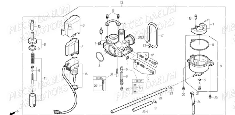 Carburateur DAELIM Pièces Scooter DAELIM E-FIVE 50cc 2T
