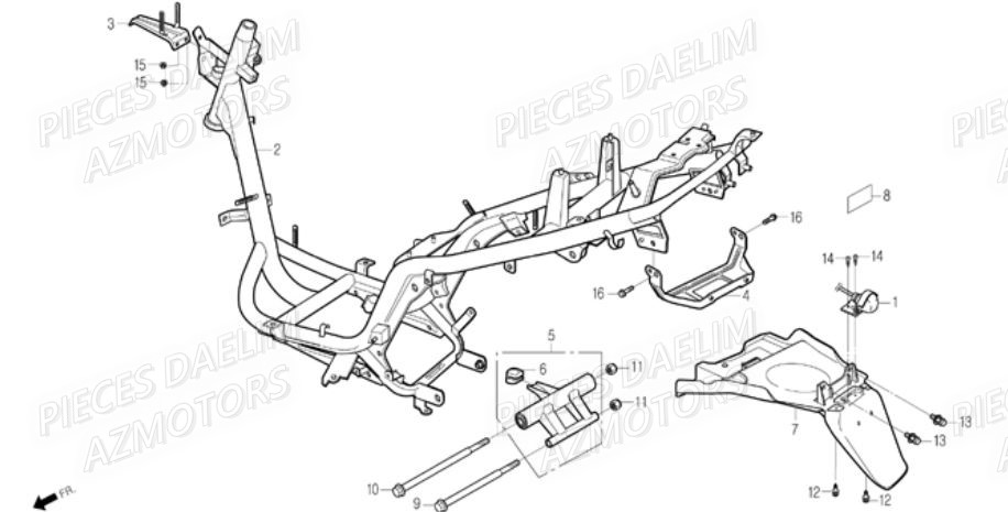 Chassis DAELIM Pièces Scooter DAELIM E-FIVE 50cc 2T
