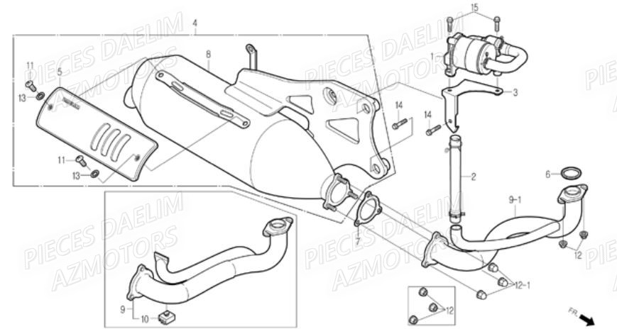 Echappement DAELIM Pièces Scooter DAELIM E-FIVE 50cc 2T
