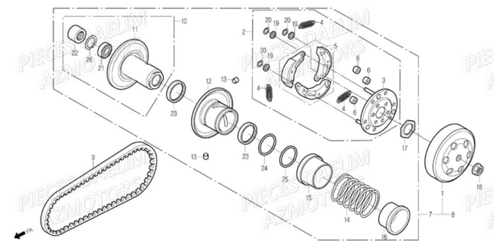 Embrayage DAELIM Pièces Scooter DAELIM E-FIVE 50cc 2T
