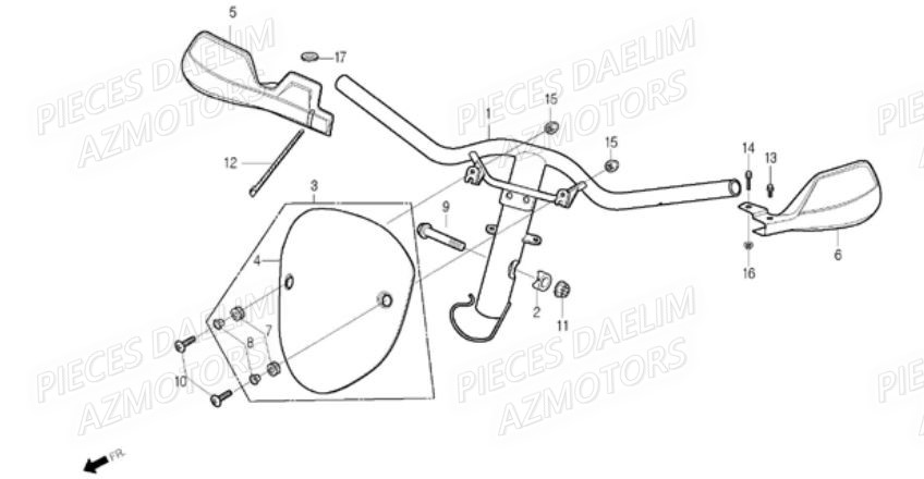 Guidon DAELIM Pièces Scooter DAELIM E-FIVE 50cc 2T

