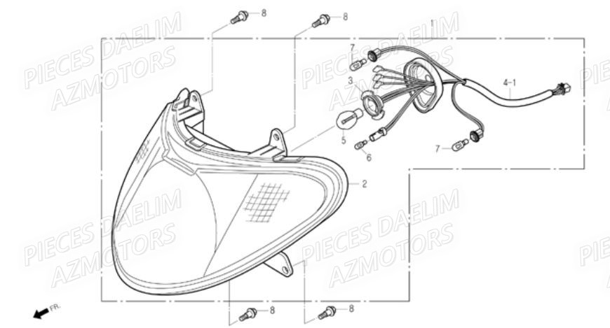 Phare Avant DAELIM Pièces Scooter DAELIM E-FIVE 50cc 2T
