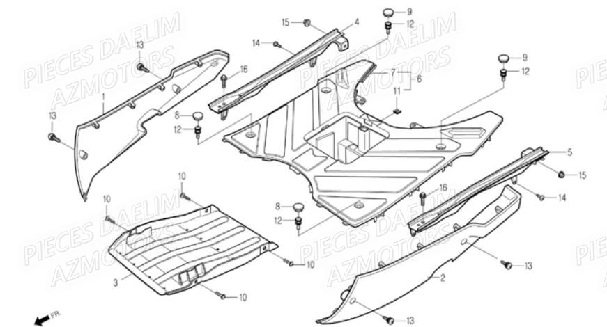 Plancher DAELIM Pièces Scooter DAELIM E-FIVE 50cc 2T
