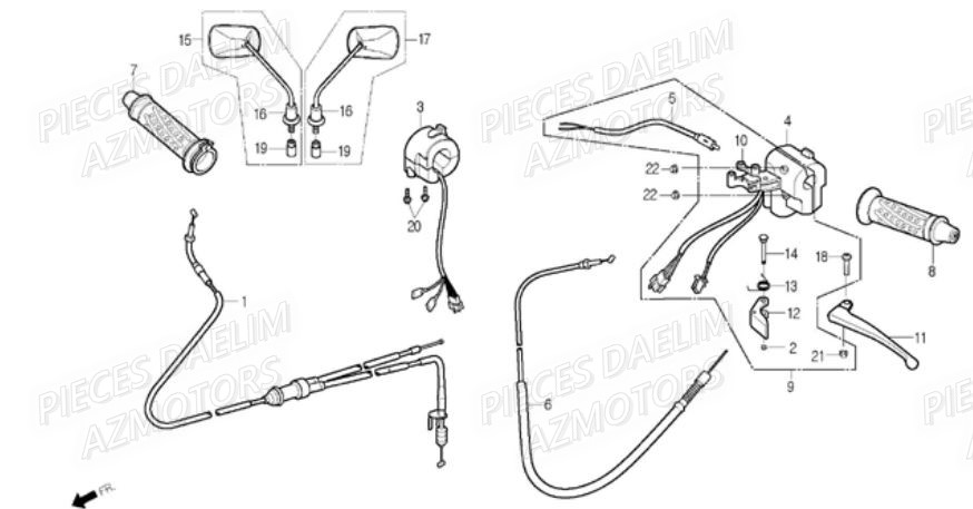 Retroviseur DAELIM Pièces Scooter DAELIM E-FIVE 50cc 2T
