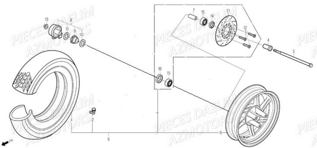 Roue Avant DAELIM Pièces Scooter DAELIM E-FIVE 50cc 2T
